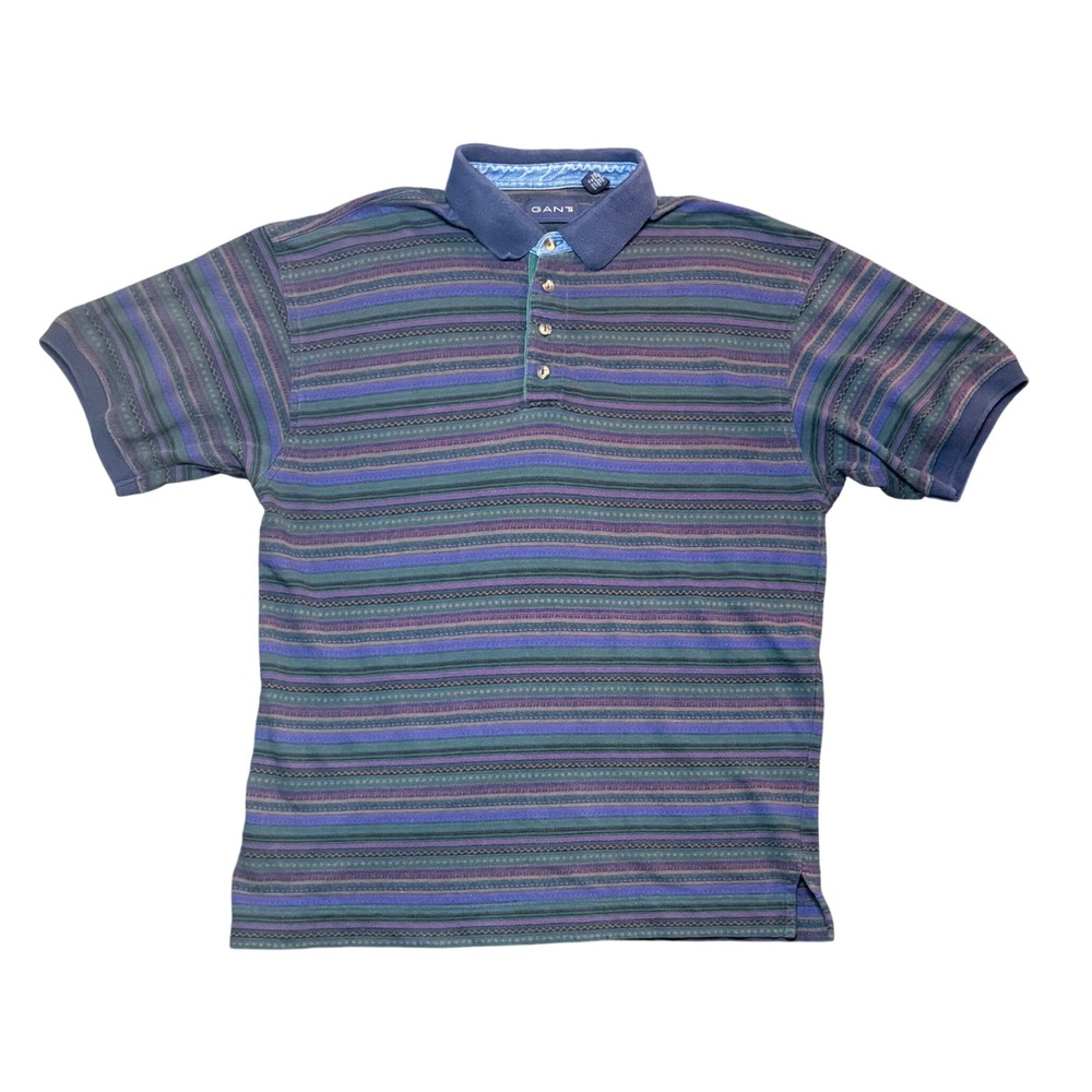 Gant Striped Polo Shirt Mens XL Multi Color Vintage Style Short Sleeve Cotton